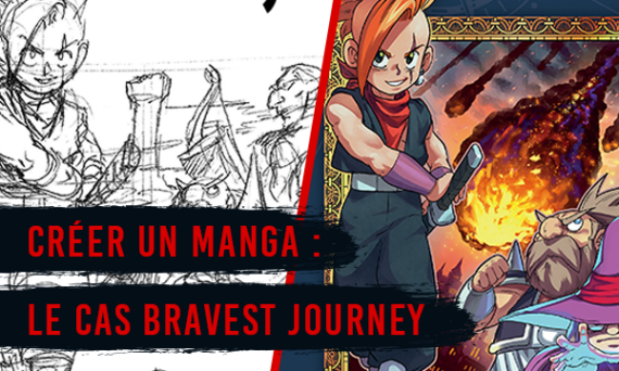 Miniature de la conférence: créer un manga - le cas Bravest Journey. On y voit une illustration avant/après la colorisation du manga.