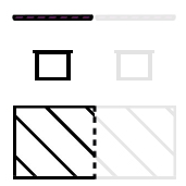 Schéma montrant un stand de type "demi-table", avec une cloison dans le fond du stand et une chaise. La table entière est partagée par deux stands différents.